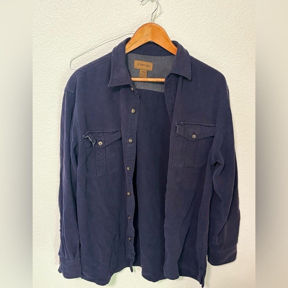 Vintage St. John's Bay Navy 100% Cotton Shirt Shaket Workwear Made in Hong Kong